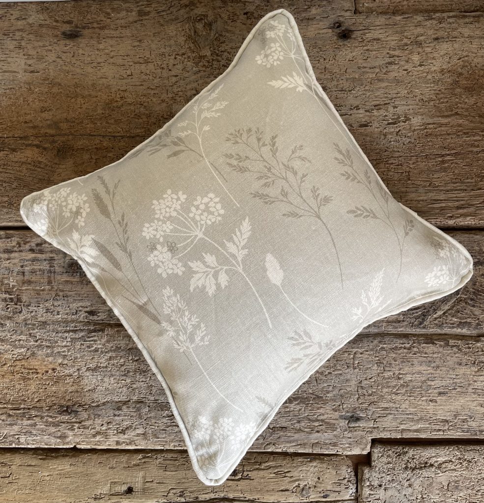 Handmade Peony & Sage Cow Parsley Design Cushion Thomas Anne Interiors